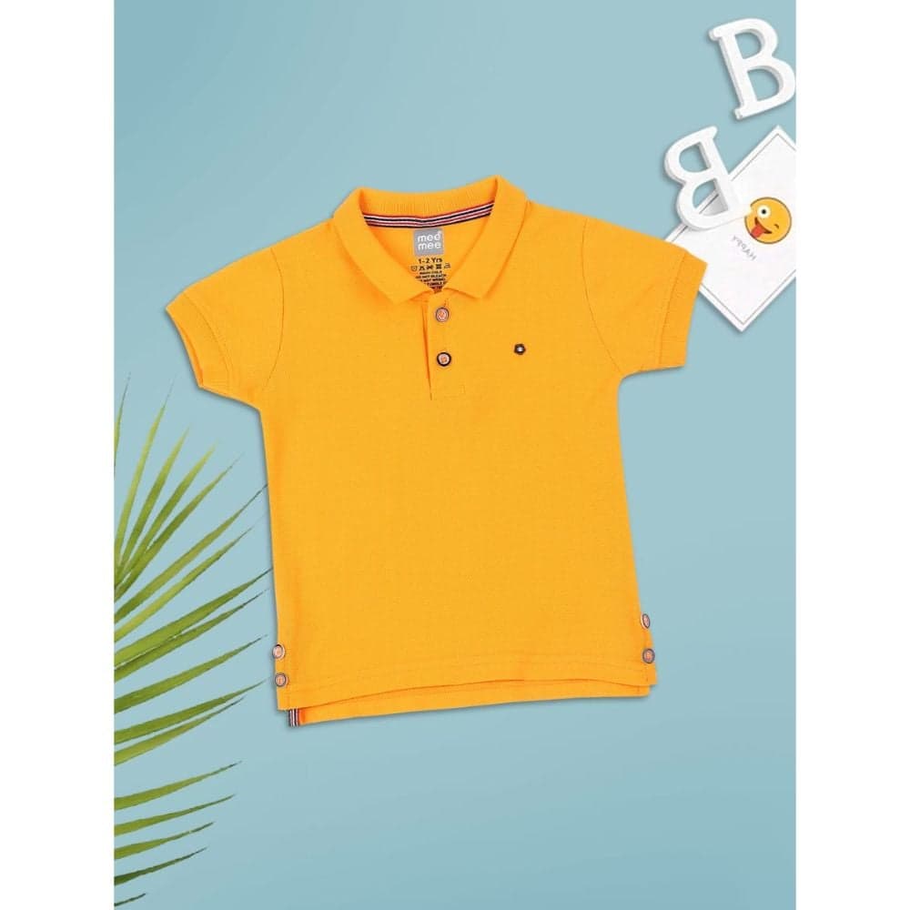 Meemee Boys Full Sleeves Printed Cotton T-Shirts In Orange